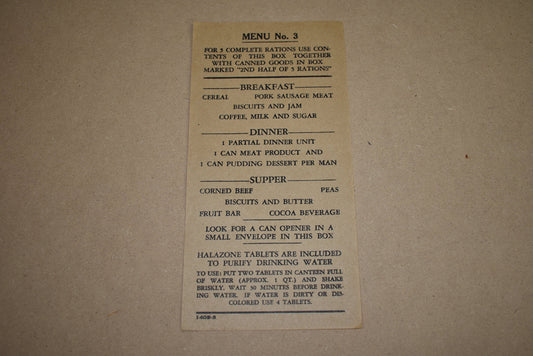 Tract 10-in-1 ration, Menu No. 3