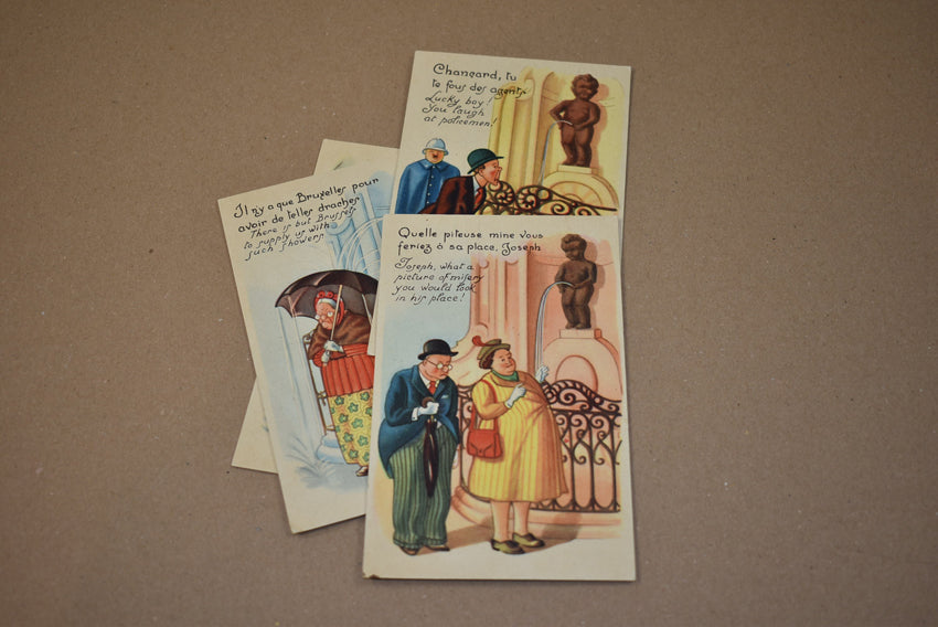Quatre cartes humoristiques de Bruxelles