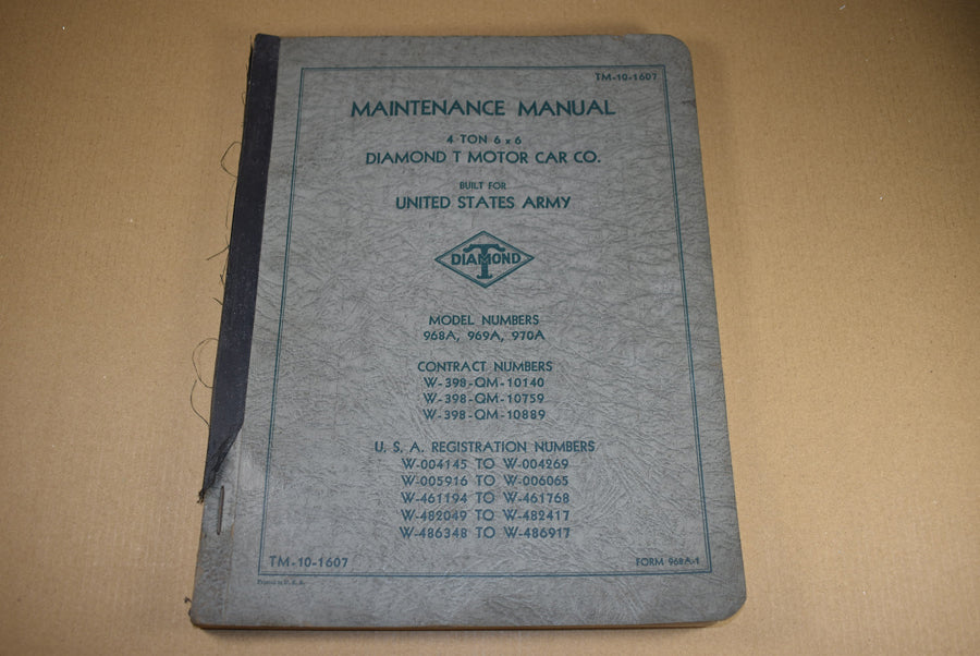 TM 10-1607 Maintenance Manual 4 Ton 6 x 6 Truck
