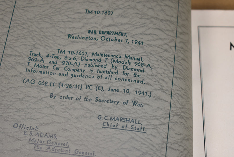 TM 10-1607 Maintenance Manual 4 Ton 6 x 6 Truck