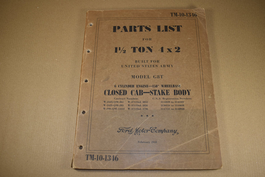 TM 10-1346 Parts List 1½ Ton, camion 4 x 2