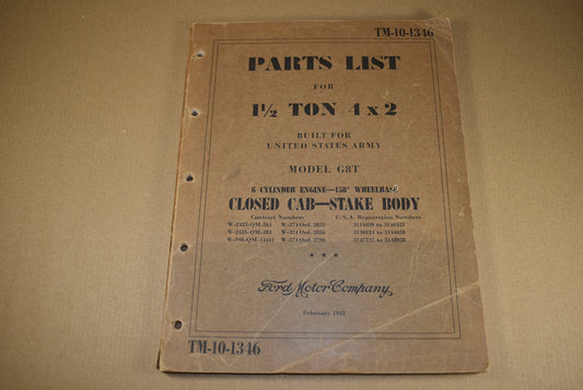 TM 10-1346 Parts List 1½ Ton, camion 4 x 2