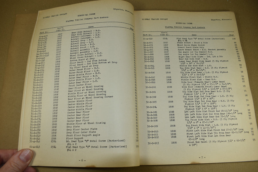 TM 10-1372 Parts List Semi-Trailer, 2 Wheel