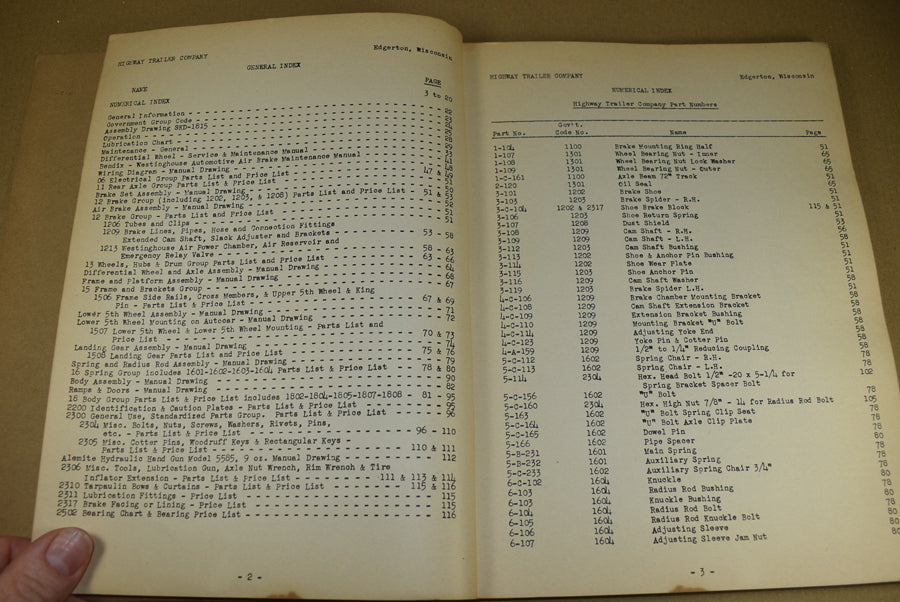 TM 10-1372 Parts List Semi-Trailer, 2 Wheel