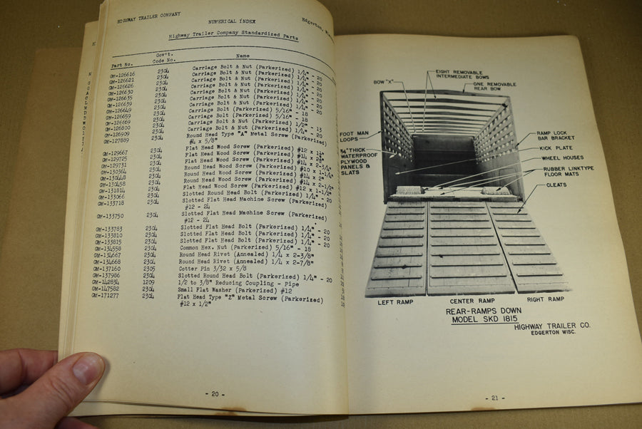 TM 10-1372 Parts List Semi-Trailer, 2 Wheel