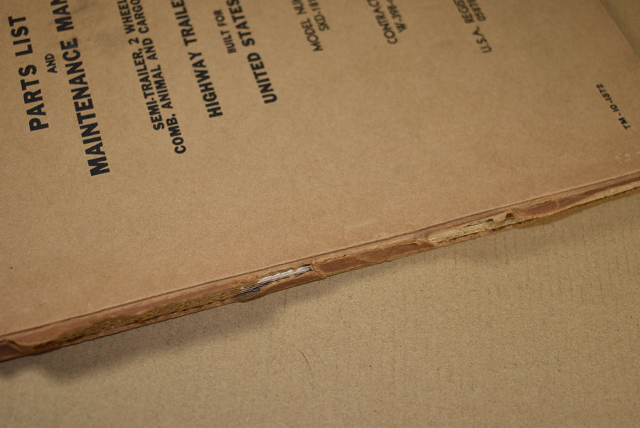 TM 10-1372 Parts List Semi-Trailer, 2 Wheel