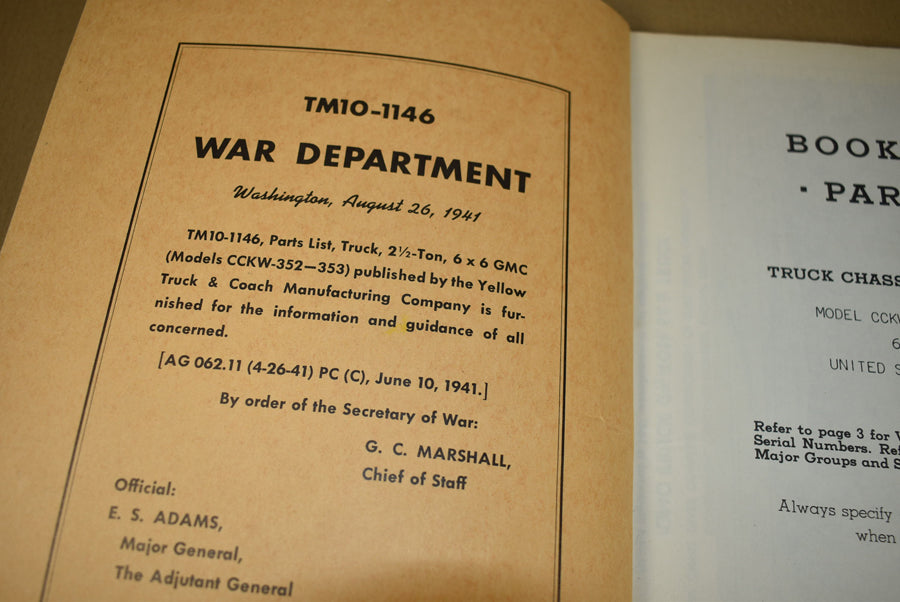 TM 10-1146 Parts book 2½ Ton, 6x6 GMC