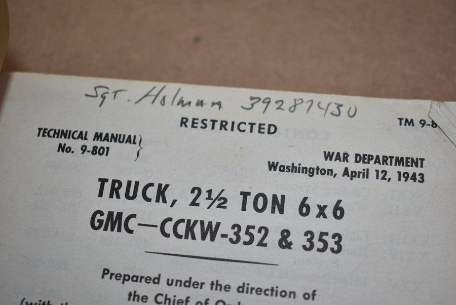 TM 9-801 Truck, 2½ Ton, 6 x 6 GMC