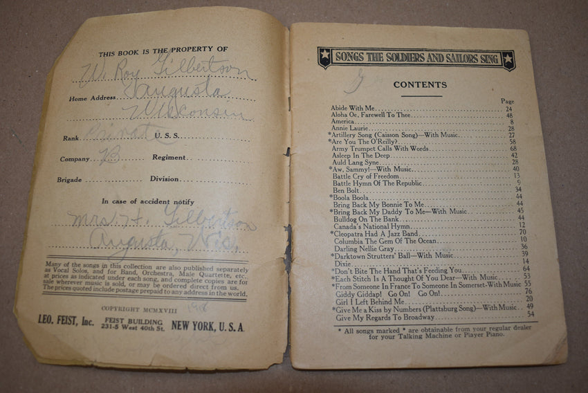 Livret Songs the Soldiers and Sailors sing