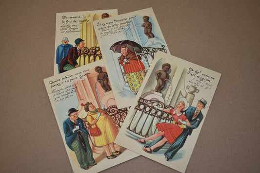 Quatre cartes humoristiques de Bruxelles